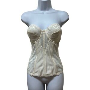 Vintage Carnival Bustier Corset Brassiere Bullet Bra Garters 38B Union Made USA